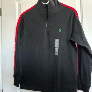 Ralph Lauren 1/4 black & red sweatshirt size L NEW